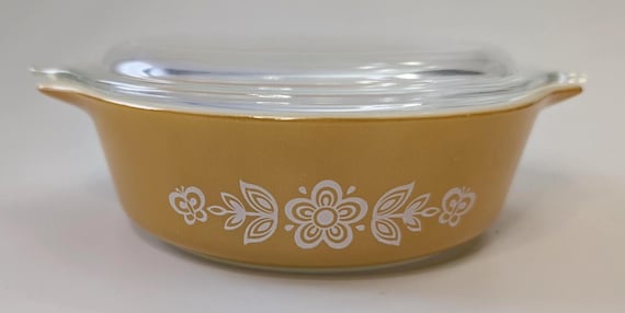 Vintage - Pyrex - Oblong Dish - "Autumn Harvest - Harvest Wheat" pattern - 475B - with lid - 2.5L - USA - Ovenware