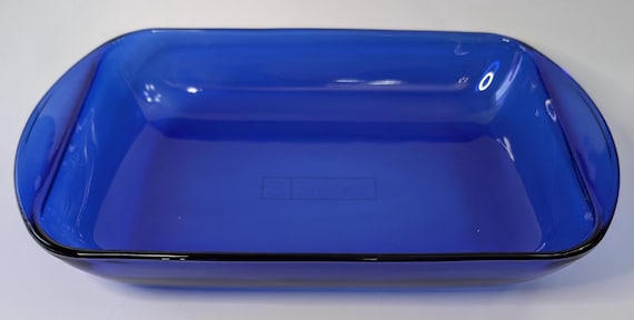 Vintage - Rectangular plate - Cobalt Blue - Anchor Hocking - measures 13'' long x 9'' wide