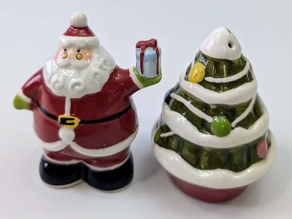 Cute - Christmas Salt / Pepper Shaker Set - Santa and Christmas Tree - 3'' Tall