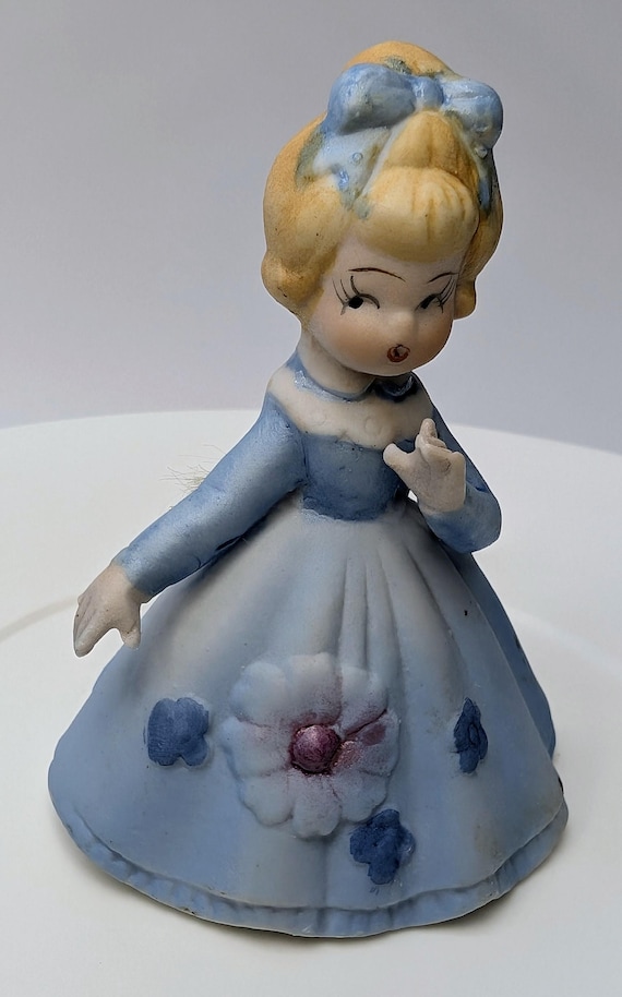 Vintage - Figurine - Blonde Girl in Bell / Bell - Porcelain - 3.5'' Tall