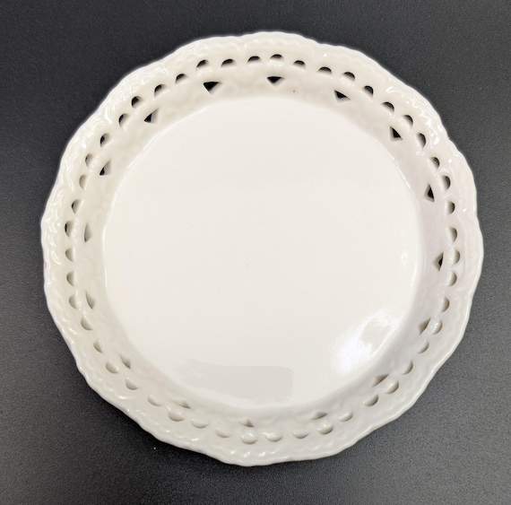 Vintage - Little Plate - Ivory Color, Openwork - Skye McGhie - Measures 5''diam.
