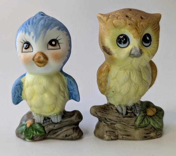 Vintage - Salt and Pepper Shaker -Bird and Owl - 3'' high
