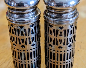 Vintage - Godinger - Pair of Silver Plated Cobalt Blue Salt and Pepper Shakers - 3.5'' Tall