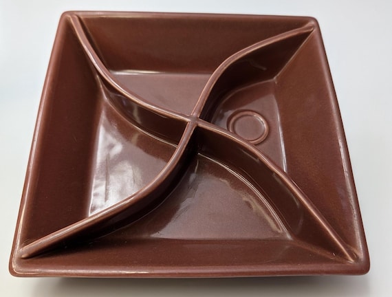 Vintage - MCM - Square Geometric Dish with Sections - 7.5'' High x 7.5'' Wide