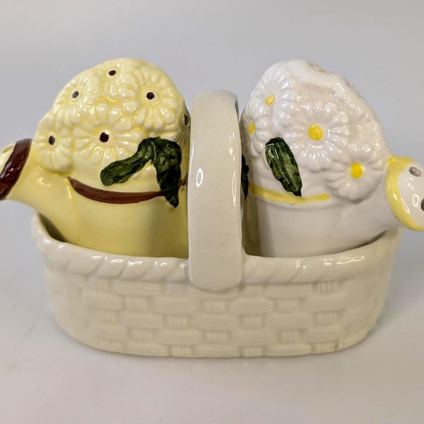 Vintage - Salt & Pepper Shakers - Watering and basket - measure 4''tall