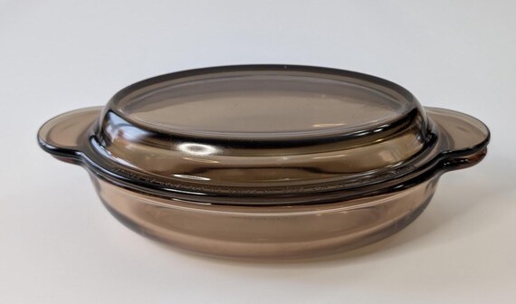 Vintage - Plate / Bowl with lid - Vision - amber color - size: 8.5'' long