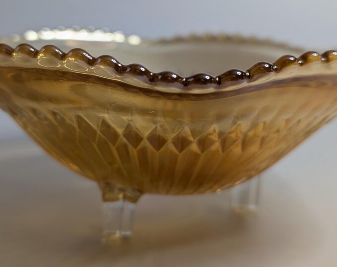 Vtg - Jeannette Marigold Bowl - Iridescent - Depression - on 3 legs - vintage
