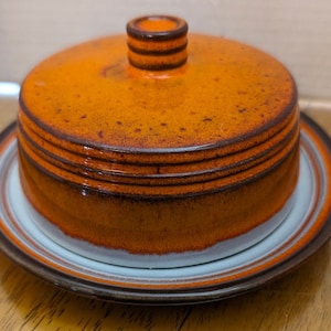 Vintage Poterie Jean Cartier, Superbe Beurrier - 3" haut x environ 7''large