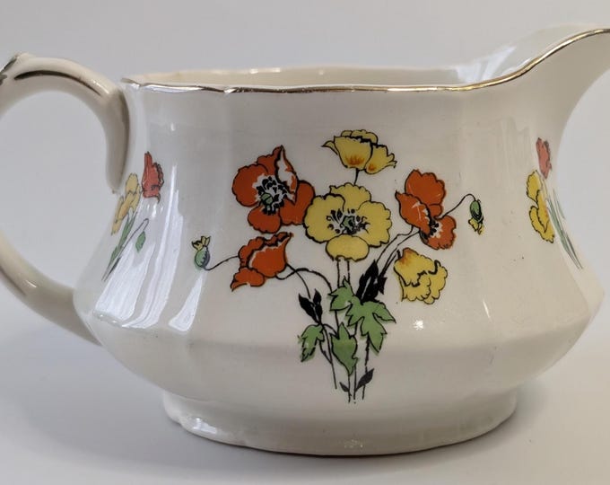 Vintage - Milk jug / Creamer - Meakin - 5.5 inches long x 2.75 inches high - porcelain - England - Vintage