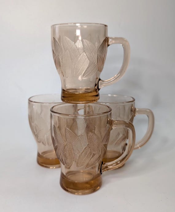 Vintage - Set of 4 Coffee Cups - made of glass - marked Indonesia - 4'' high
