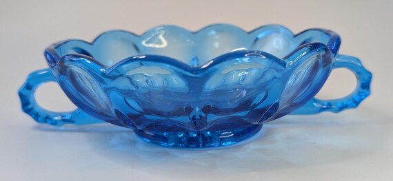 Vintage - Anchor Hocking - Candy Dish - Fairfield pattern - Cobalt Blue - 2 handles