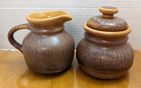 Vintage Cream Set - Milk & Sugar - Genin Trudeau Pottery, Beauce, Made in Quebec, Canada