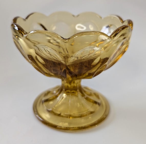 Vintage Anchor Hocking - Amber Sundae bowl - Footed Dish - 4" Tall