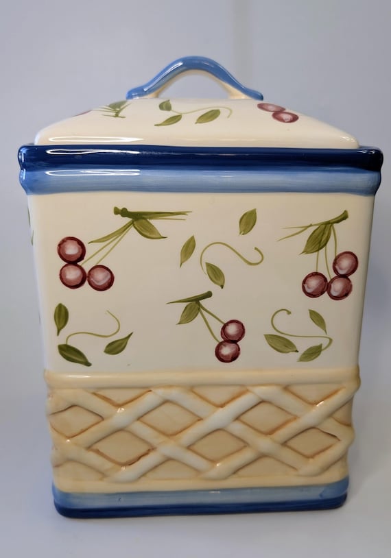 Vintage - Cookie Jar / Candy Jar - hand painted - Ceramic