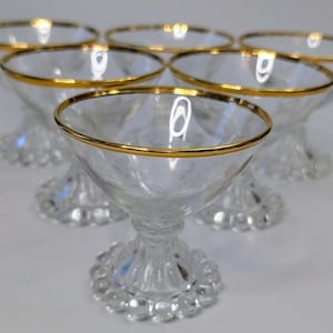 Vintage - Set of 6 Glasses - Anchor Hocking - Berwick Boopie - gilt and etched - 3.5&#39;&#39; high x 3.5&#39;&#39; wide