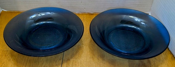 Vintage Pair of Cobalt Blue Bowls - Measures 8.5" Diameter Marked Brazil Top