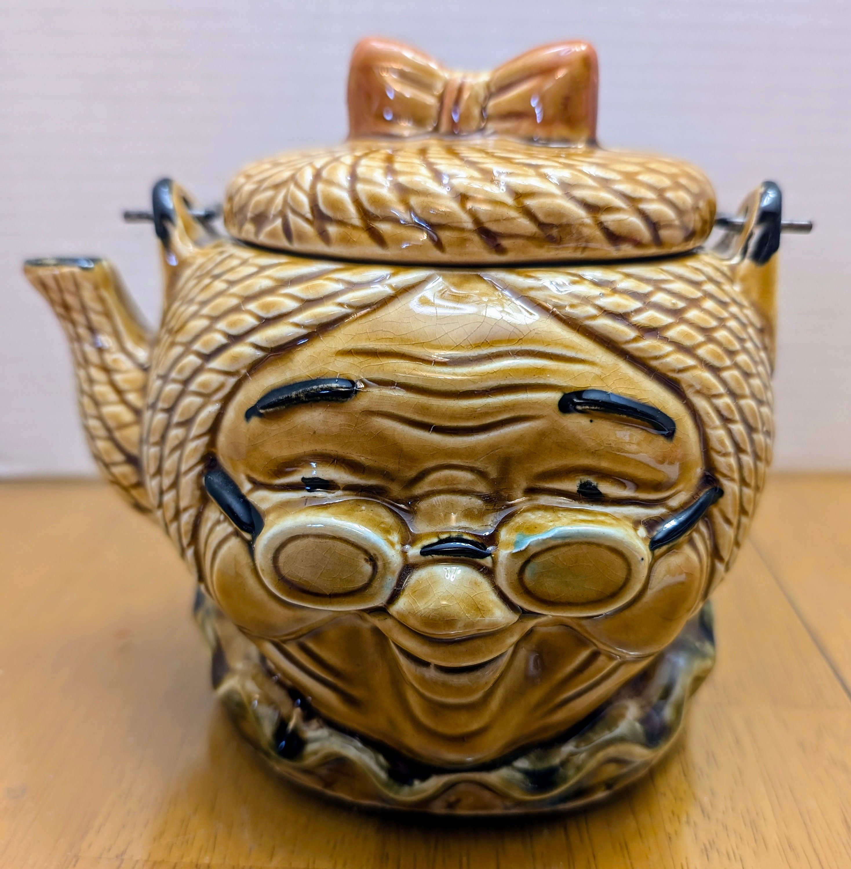 Vintage / Retro Grandma Face Teapot - made in Japan - 6'' Tall