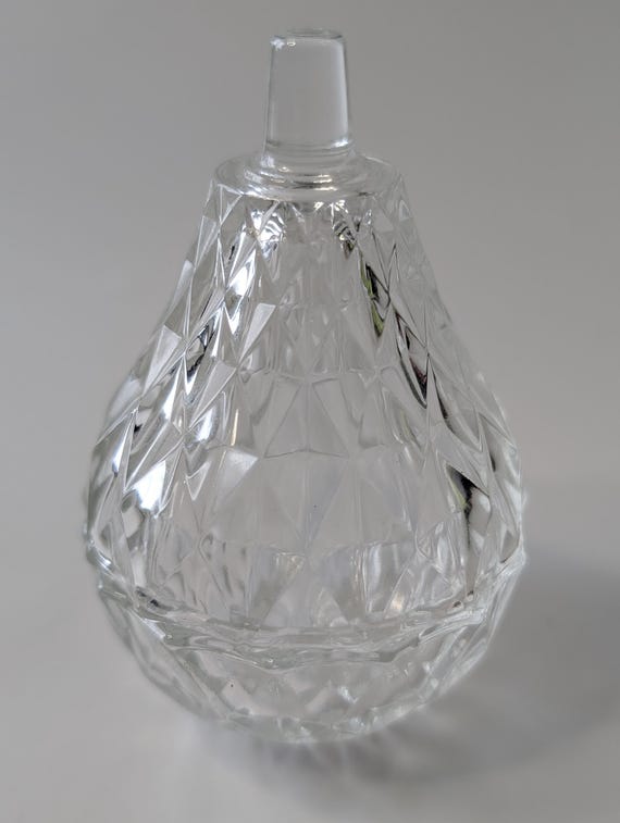 Vintage - Small Pear Shaped Jewelry / Trinket Box - Pressed Glass - Italy - Measures 4'' Tall