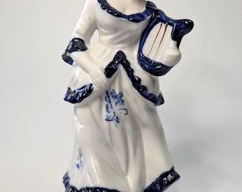 Vintage - figurine - Lady in blue and white - porcelain - marked Lady Angela 7.5'' high