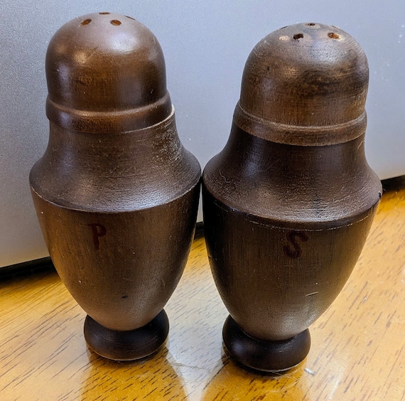 Salt and pepper shakers - salt & pepper - wood set