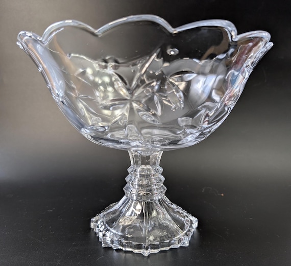 Vintage - Elegant Footed Bowl - Glass - 7''Tall x 8'' diam.