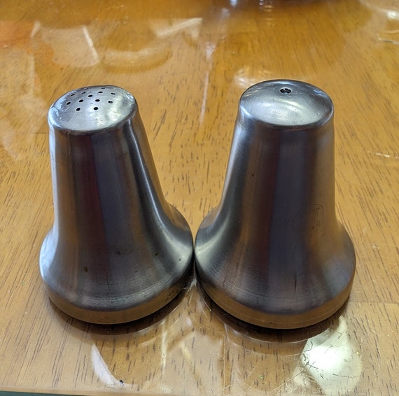 Salt & Pepper Set -stainless - 7cm (2.5'') tall marked Tawlite underneath