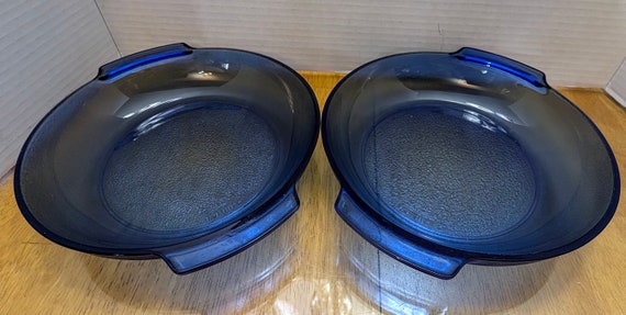 Vintage - Set of 2 Cobalt Blue Pie Plates - Made in Brazil - 8''diam.