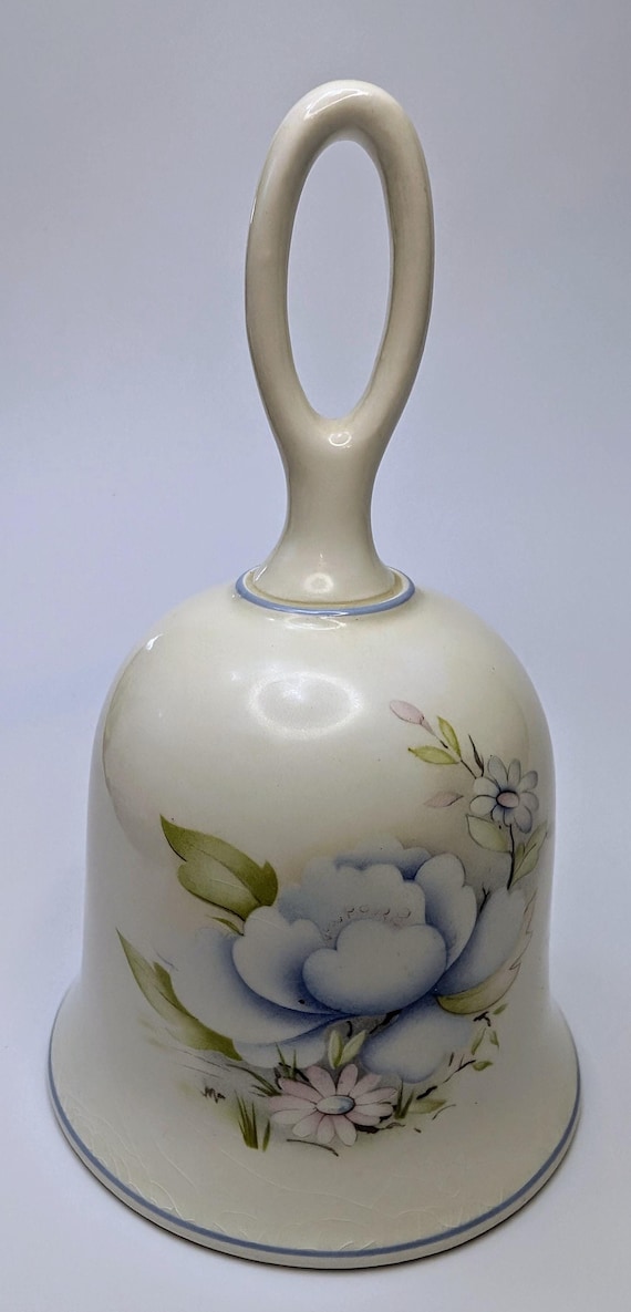 Vintage - Porcelain Bell - Sadler England with Blue Flowers - 6.25'' Tall