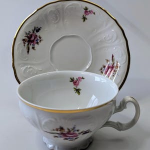 Vintage - Tea & Coffee Cup with Porcelain Saucer - Marked Czechoslovakia - by Bernadotte