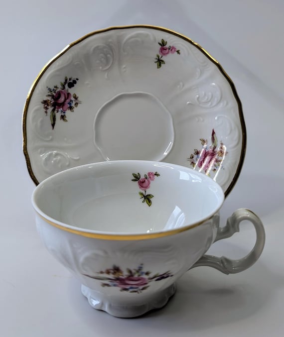 Vintage - Tea & Coffee Cup with Porcelain Saucer - Marked Czechoslovakia - by Bernadotte