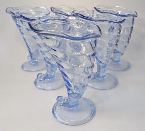 Vintage - Set of 6 Dessert Cups - Gelato - Marked Bormioli Rocco and Italy - Measures 7'' Tall
