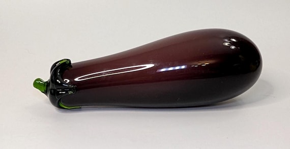 Vintage Blown Glass Fruit: Eggplant  - 5''long