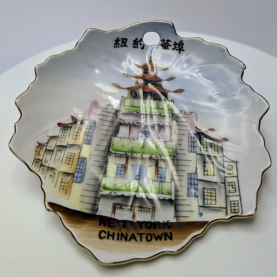 Vintage - Keepsake to Hang - Chinatown - New York - Marked Japan - Porcelain - 5'' Diameter Wider