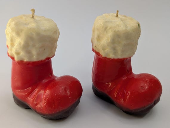 Vintage - Pair of Ankle Boots / Santa's Boots - Wax - Measures 4'' Tall