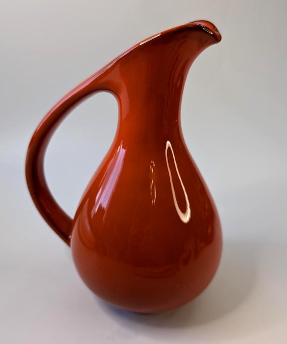 Vintage - Vase / Small Pitcher / Ceramic Decanter - marked Japan - Orange - measures 7.5'' high