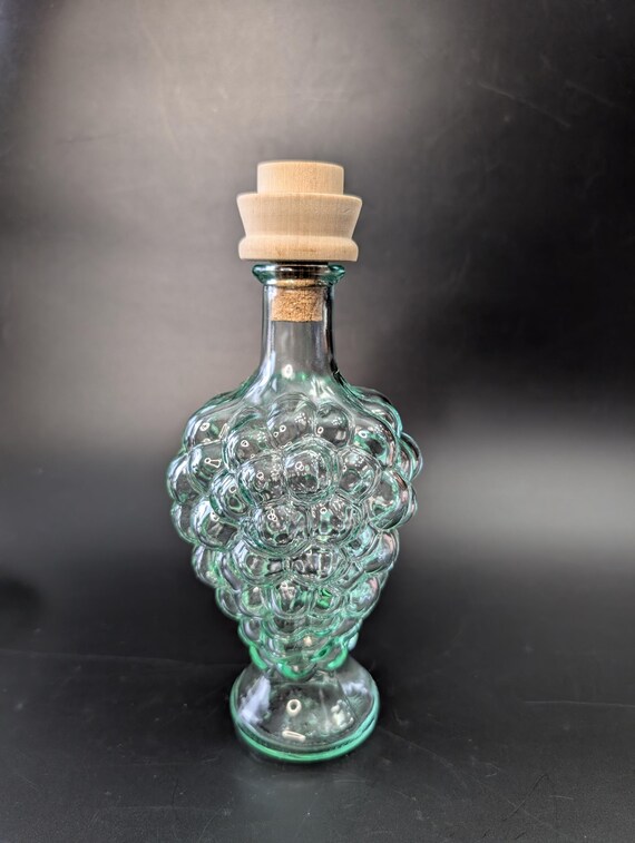 Vintage Decanter/ Bottle Marked Mod Dep Underneath - Pattern Grapes Measures 8" Tall