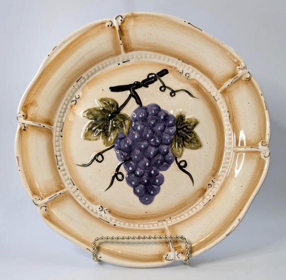 Vintage - Decorative plate - Hand-painted - ceramic - Elica home Trends - 11.5'' diameter