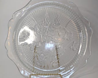 Vintage Assiette de Service Depression - Jeanette - motif Iris&Herringbone  - 12''diam.