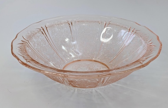 Vintage - Pink Glass Depression Serving Bowl - Jeanette Cherry Blossom - 8.5''long x 3.5'' tall