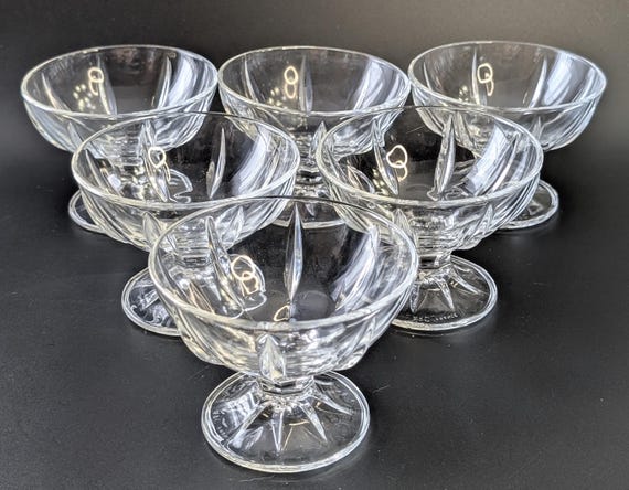 Vintage - Set of 6 Dessert Cups - Marked Bow. France - 3'' high x 4'' diameter