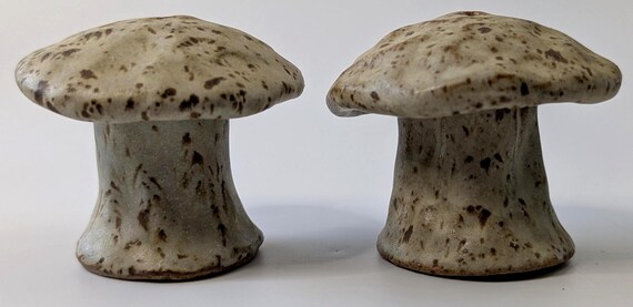 Vintage - Mushroom Salt & Pepper Shakers - handmade - 2.75'' high