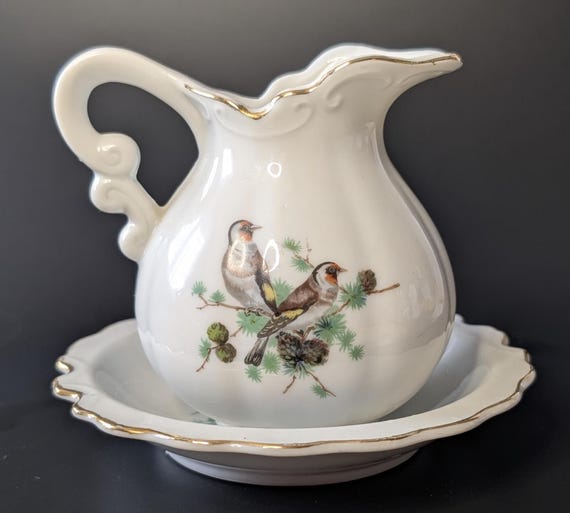 Vintage - Small Decorative Chamber Pot with Birds - Japan - 4'' Tall