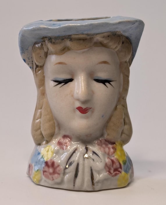 Vintage - Porcelain Lady head - measures 3''tall