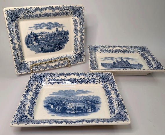 Vintage Plate / Tray - La Cartuja de Sevilla / Pickman 1841 - set of 3