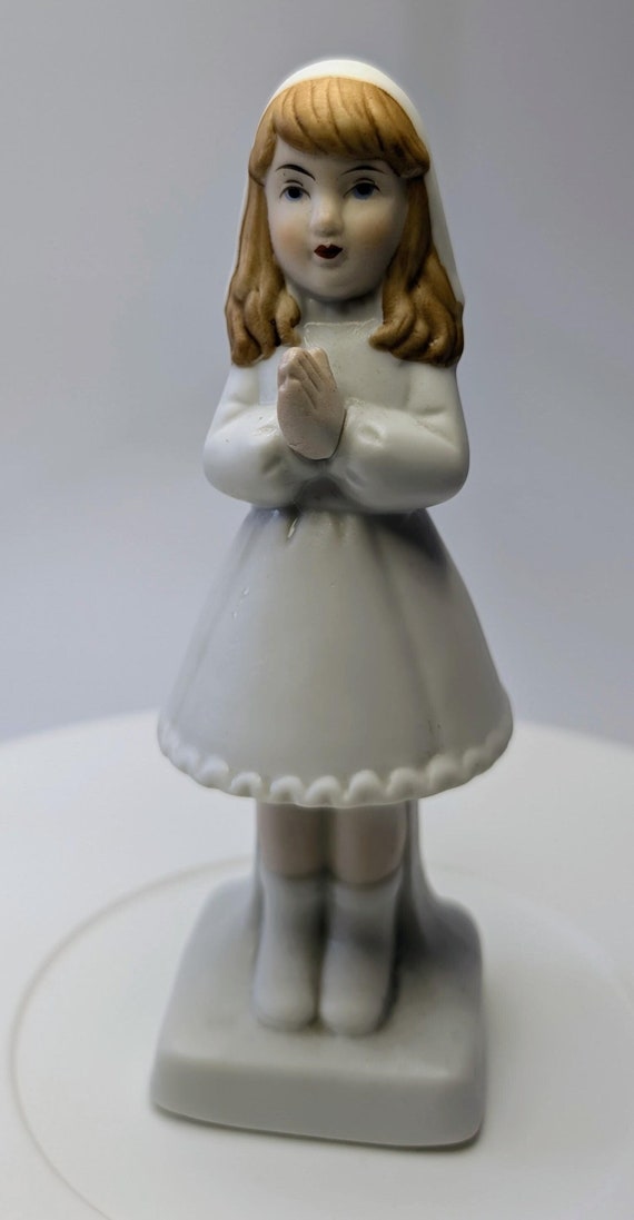Vintage - Figurine Petite à sa première Communion - porcelaine - 6''haut