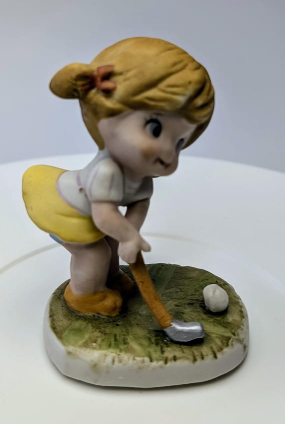 Vintage - Girl Playing Golf Figurine - Porcelain - 3.5'' Tall