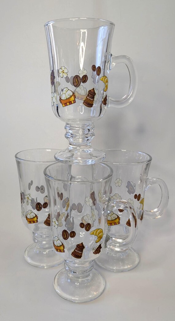Vintage - Set of 4 Glass Cups - for Irish Coffee
