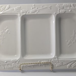 Vtg - 3-section serving platter - marked Portugal - white - 16.5&#39;&#39; long x 8.5&#39;&#39; long - Vintage