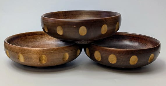 Vintage - Set of 3 Wooden Bowls - Made by BariboCraft - 6''diam