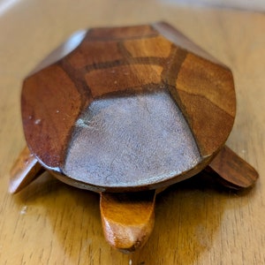 Vintage Handmade Wooden Turtle 2pcs - Small Chest - Measures 6&#39;&#39; long